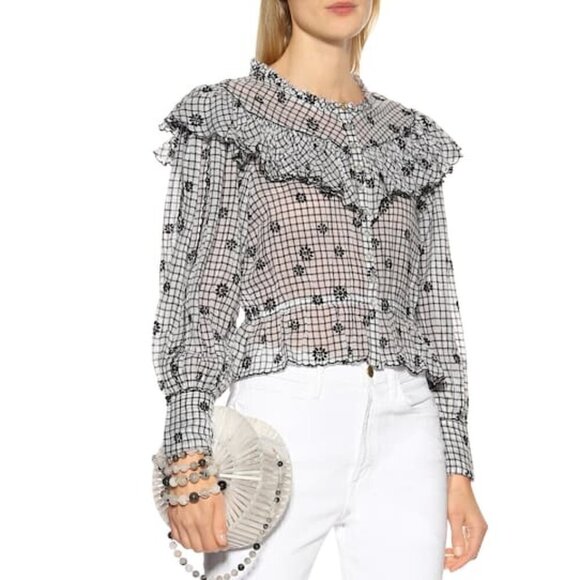 New LOVESHACKFANCY Susanne Printed Cottagecore Prairiecore Blouse/Top NWT Small - Picture 6 of 16